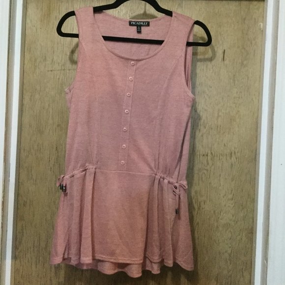 Picadilly sleeveless top cinching at either side pale dusty pink size small - Picture 1 of 5